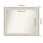 Miroir mural de salle de bain Amanti Art Regal Birch crème non biseauté 33" x 27" : Rectangulaire, cadre en polystyrène, montage mural