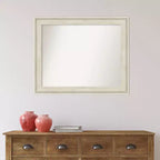 Miroir mural de salle de bain Amanti Art Regal Birch crème non biseauté 33" x 27" : Rectangulaire, cadre en polystyrène, montage mural