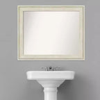 Miroir mural de salle de bain Amanti Art Regal Birch crème non biseauté 33" x 27" : Rectangulaire, cadre en polystyrène, montage mural