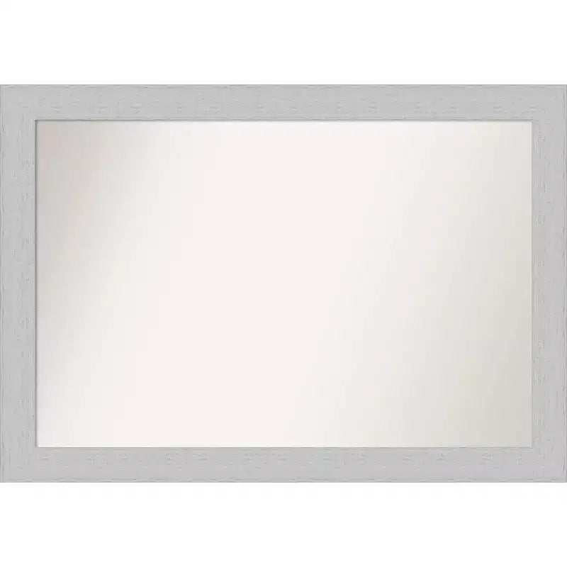 40" x 28" Non-Beveled Shiplap White Wood Bathroom Wall Mirror - Amanti Art: Includes Mounting Hardware, Rectangle Shape