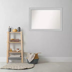 Miroir mural de salle de bain Amanti Art en bois blanc shiplap sans biseau 40" x 28" : matériel de fixation inclus, forme rectangulaire