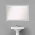 Miroir mural de salle de bain Amanti Art en bois blanc shiplap sans biseau 40" x 28" : matériel de fixation inclus, forme rectangulaire