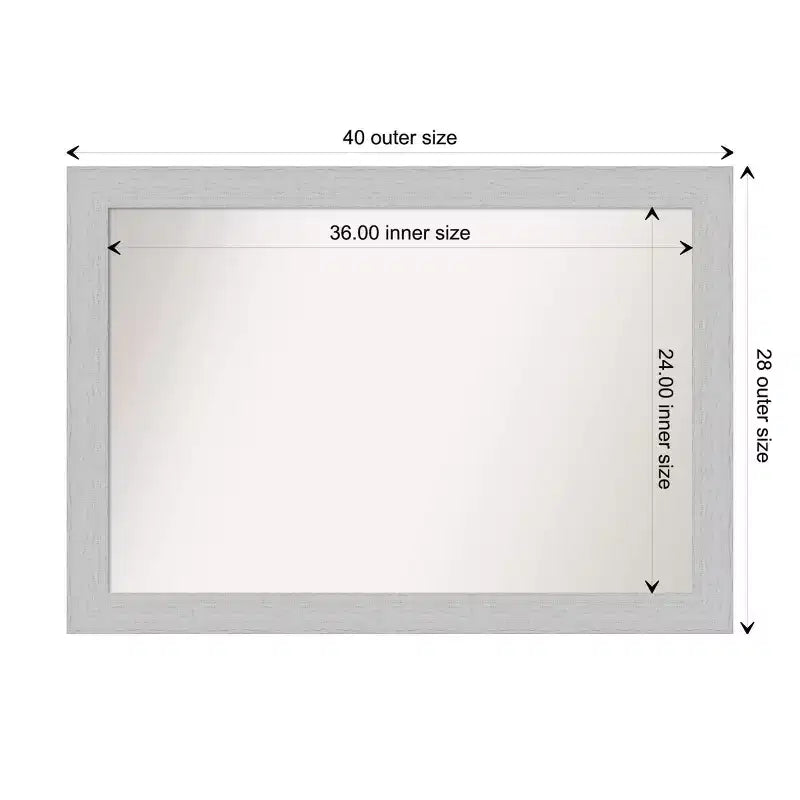 Miroir mural de salle de bain Amanti Art en bois blanc shiplap sans biseau 40" x 28" : matériel de fixation inclus, forme rectangulaire