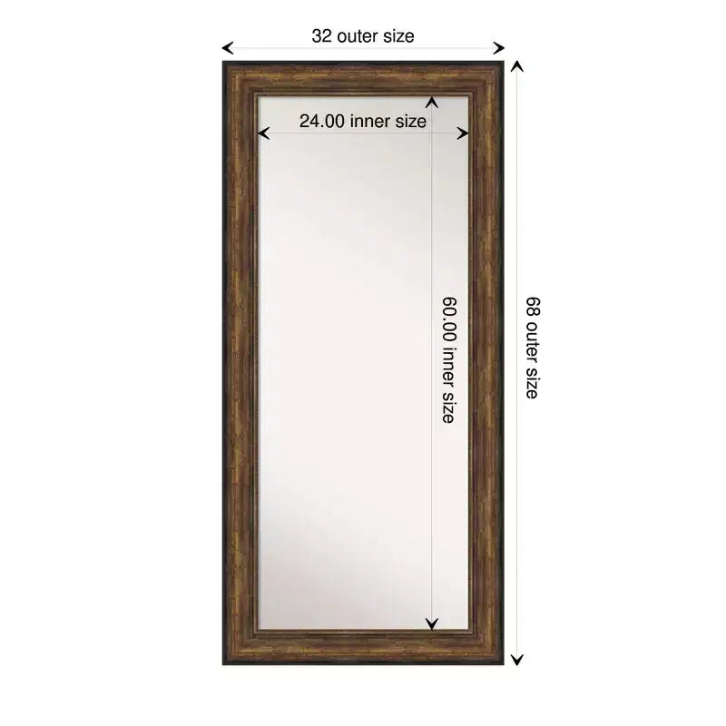 Miroir sur pied plein champ sans biseau en bronze de 32" x 68" Ballroom - Amanti Art