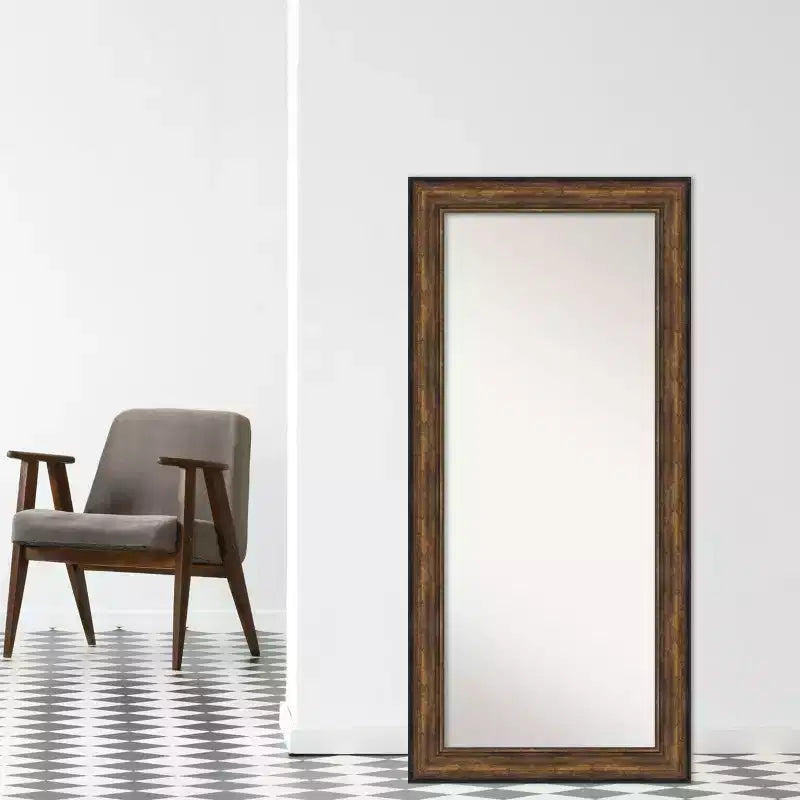 Miroir sur pied plein champ sans biseau en bronze de 32" x 68" Ballroom - Amanti Art