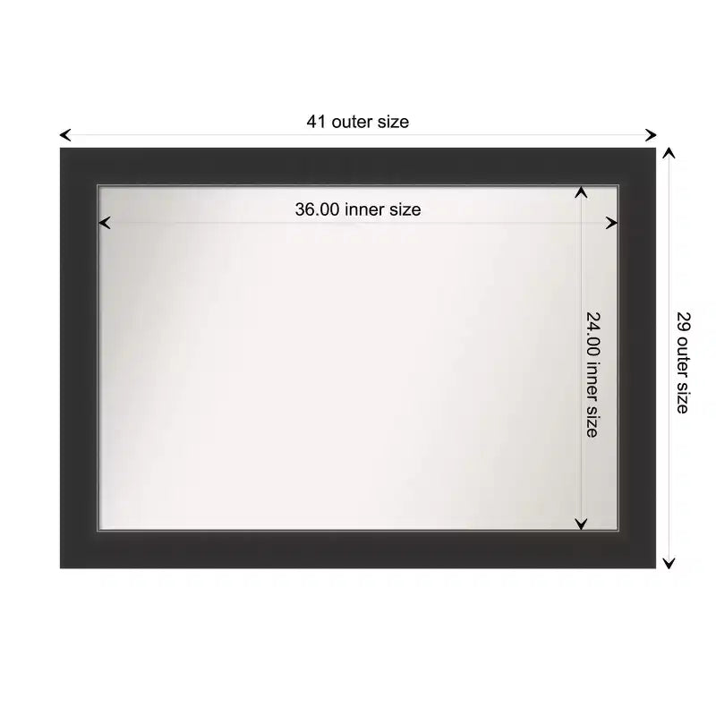 Miroir mural de salle de bain en bois Corvino non biseauté 41" x 29" noir - Amanti Art : Rectangle moderne, fixation murale, cadre en bois