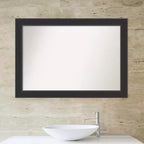 Miroir mural de salle de bain en bois Corvino non biseauté 41" x 29" noir - Amanti Art : Rectangle moderne, fixation murale, cadre en bois