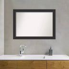 Miroir mural de salle de bain en bois Corvino non biseauté 41" x 29" noir - Amanti Art : Rectangle moderne, fixation murale, cadre en bois