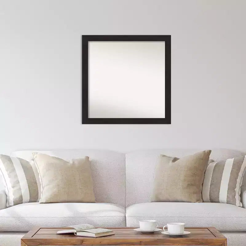 Miroir mural étroit Amanti Art de 76,2 cm x 76,2 cm non biseauté, couleur expresso