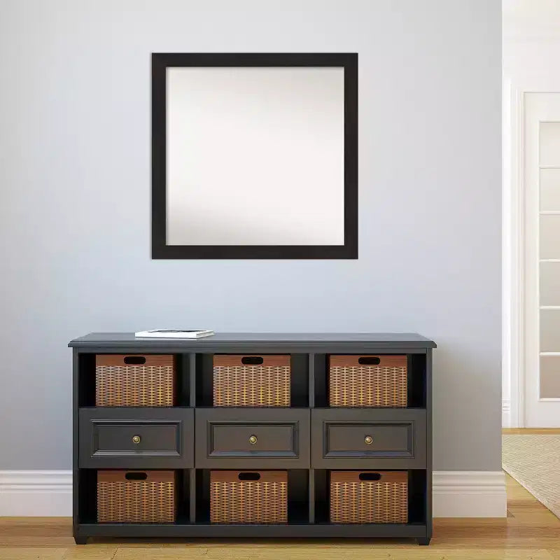 Miroir mural étroit Amanti Art de 76,2 cm x 76,2 cm non biseauté, couleur expresso
