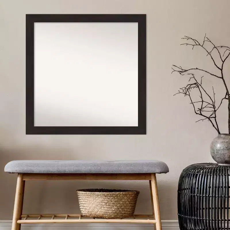 Miroir mural étroit Amanti Art de 76,2 cm x 76,2 cm non biseauté, couleur expresso