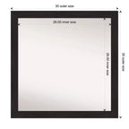 Miroir mural étroit Amanti Art de 76,2 cm x 76,2 cm non biseauté, couleur expresso