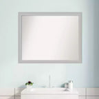 Miroir mural de salle de bain en bois, non biseauté, peu lustré, 31" x 25", argenté - Amanti Art