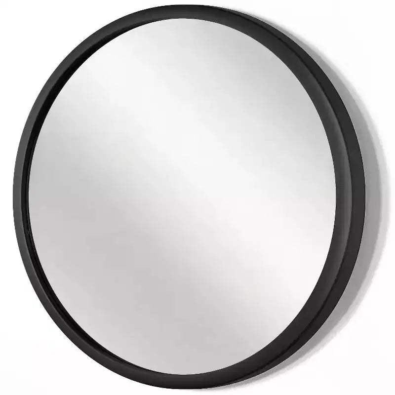 Miroir mural Nera noir de 22 po - Infinity Instruments : Style moderne, cadre en plastique, aucun assemblage, fixation murale