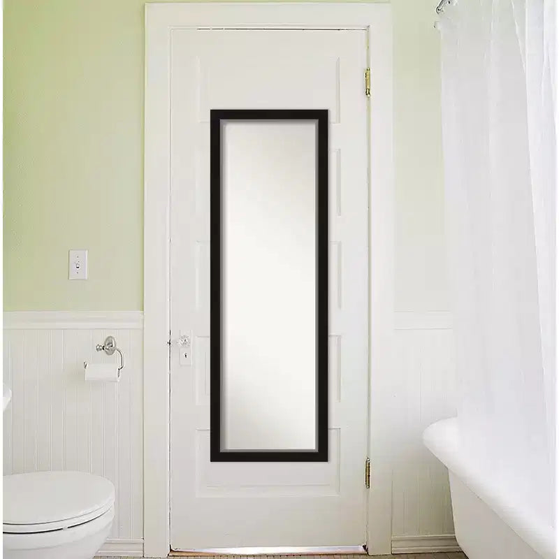 Miroir Amanti Art de 17 po x 51 po, sans biseau, en EVA noir et argent, étroit et pleine longueur, à accrocher à la porte