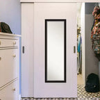 Miroir Amanti Art de 17 po x 51 po, sans biseau, en EVA noir et argent, étroit et pleine longueur, à accrocher à la porte