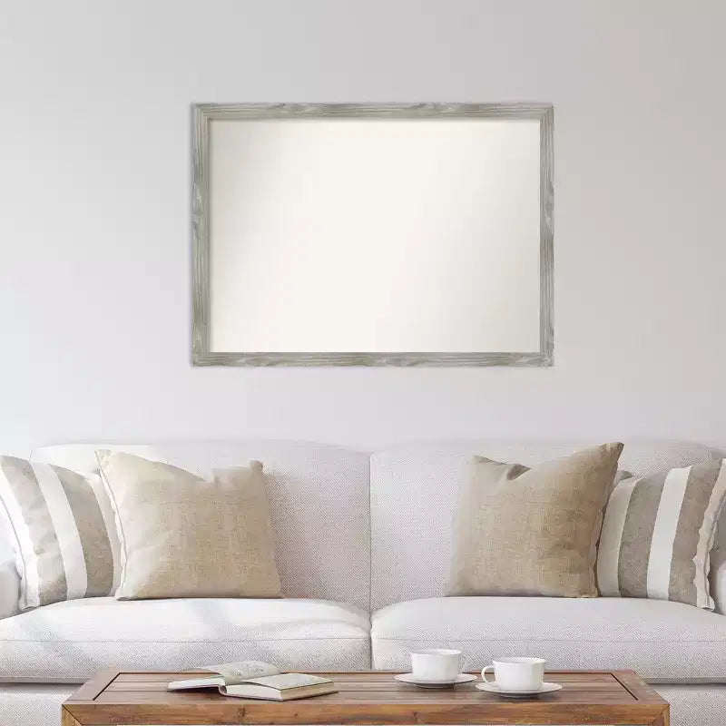 Miroir mural carré 41 po x 30 po non biseauté, gris colombe délavé - Amanti Art