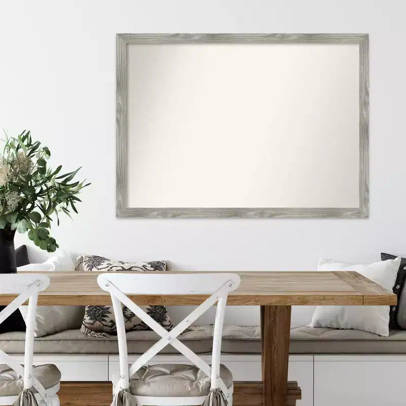 Miroir mural carré 41 po x 30 po non biseauté, gris colombe délavé - Amanti Art