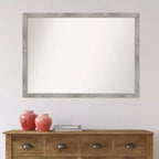 Miroir mural carré 41 po x 30 po non biseauté, gris colombe délavé - Amanti Art