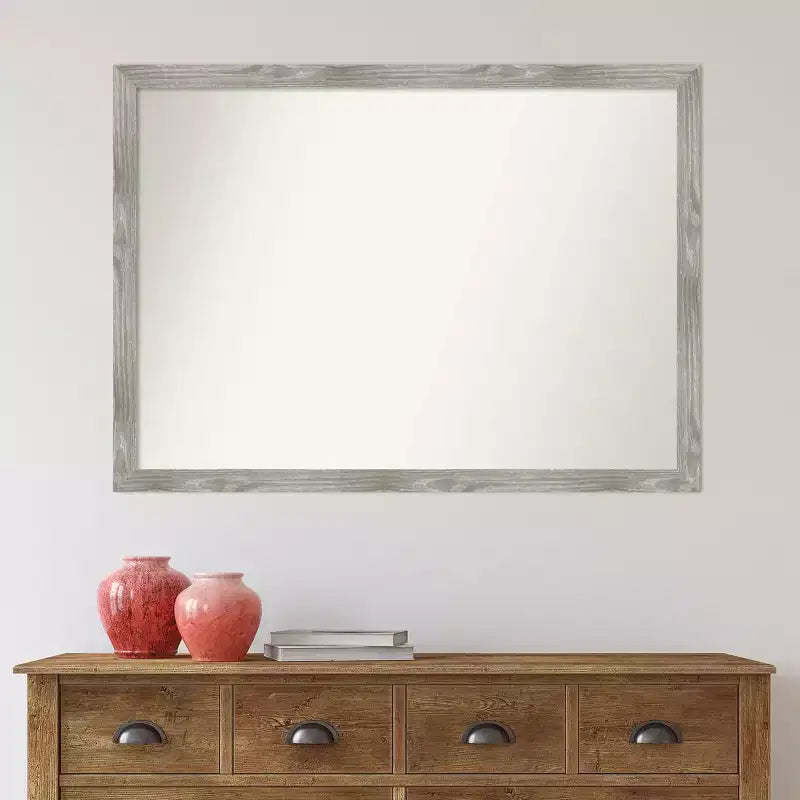 Miroir mural carré 41 po x 30 po non biseauté, gris colombe délavé - Amanti Art