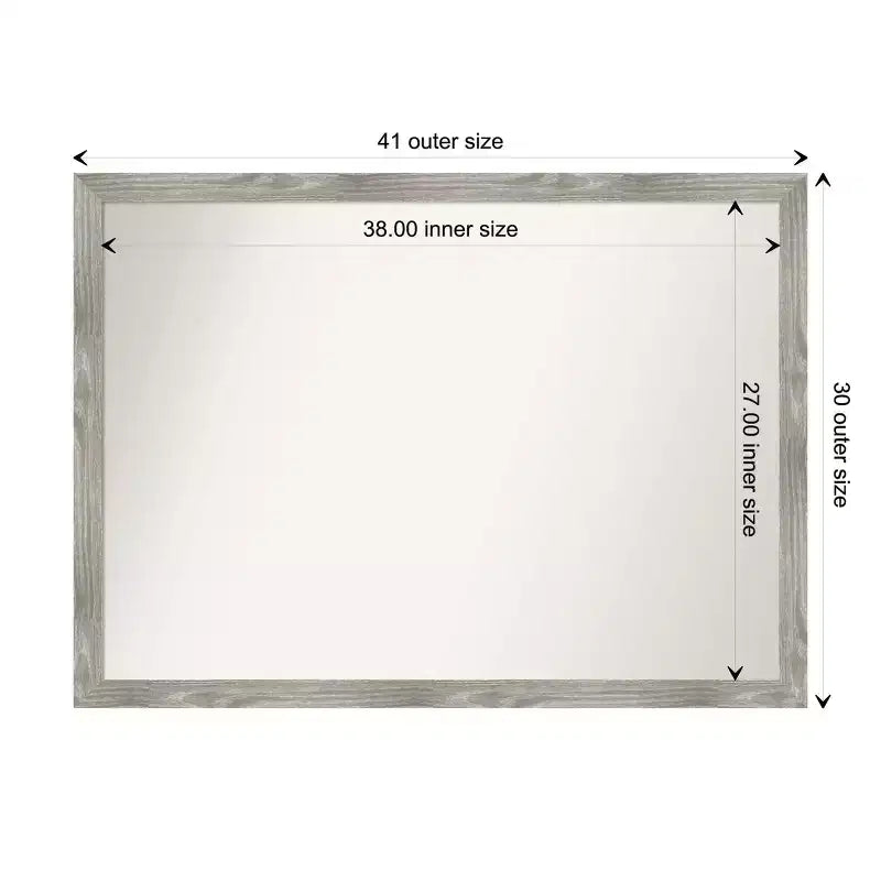 Miroir mural carré 41 po x 30 po non biseauté, gris colombe délavé - Amanti Art