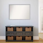 Miroir mural étroit Grace 40 po x 29 po, non biseauté, en nickel brossé - Amanti Art : Rectangle moderne, cadre en polystyrène