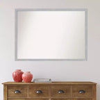 Miroir mural étroit Grace 40 po x 29 po, non biseauté, en nickel brossé - Amanti Art : Rectangle moderne, cadre en polystyrène