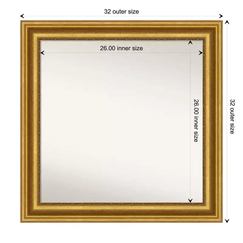 Miroir mural de salon non biseauté Amanti Art de 32 po x 32 po avec cadre en polystyrène
