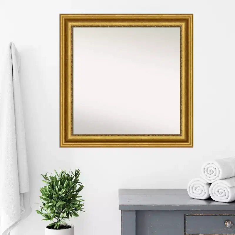 Miroir mural de salon non biseauté Amanti Art de 32 po x 32 po avec cadre en polystyrène