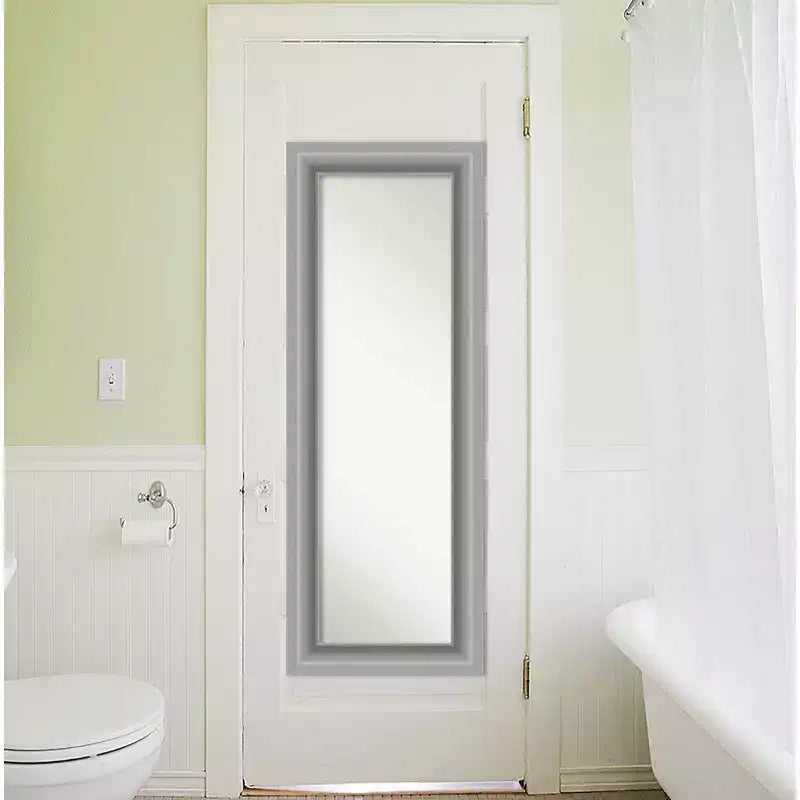 Miroir pleine longueur Amanti Art 20" x 54" en nickel poli sans biseau à suspendre à la porte : quincaillerie de montage incluse, forme rectangulaire