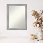Miroir mural Flair nickel poli 22 po x 28 po sans biseau - Amanti Art : Rectangle, style moderne, matériel de montage inclus