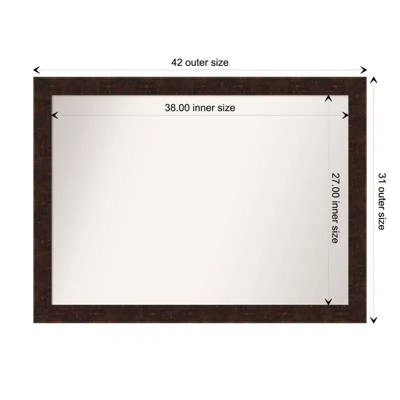 Miroir mural William Mottled Bronze non biseauté de 42" x 31" : Amanti Art, décoration rectangulaire moderne