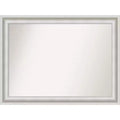 44" x 33" Non-Beveled Parlor White Bathroom Wall Mirror - Amanti Art: Modern Style, Polystyrene Frame, Wall Mounted