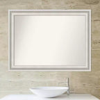 Miroir mural de salle de bain blanc sans biseau de 44 po x 33 po - Amanti Art : style moderne, cadre en polystyrène, fixation murale