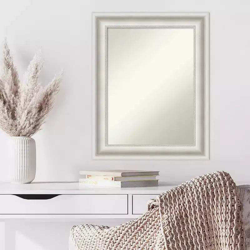 Miroir mural blanc Amanti Art Parlor 61 x 76 cm, sans biseau - Rectangle moderne, cadre en polystyrène