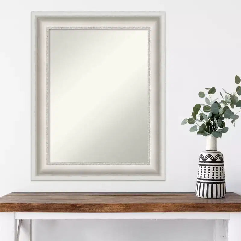 Miroir mural blanc Amanti Art Parlor 61 x 76 cm, sans biseau - Rectangle moderne, cadre en polystyrène