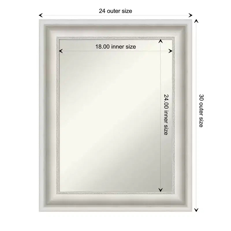 Miroir mural blanc Amanti Art Parlor 61 x 76 cm, sans biseau - Rectangle moderne, cadre en polystyrène