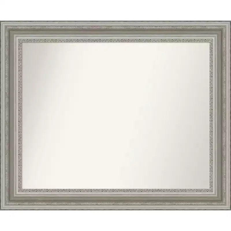 34" x 28" Non-Beveled Parlor Bathroom Wall Mirror Silver - Amanti Art: Modern Rectangle, Wall Mount