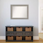 Miroir mural de salle de bain sans biseau 34" x 28" argenté - Amanti Art : Rectangle moderne, à fixer au mur