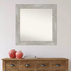 Miroir mural 32" x 32" sans biseau, gris tourterelle délavé - Amanti Art