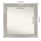 Miroir mural 32" x 32" sans biseau, gris tourterelle délavé - Amanti Art