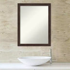 Miroir mural de salle de bain en bois Fresco non biseauté 21 po x 27 po Noyer foncé - Amanti Art : Quincaillerie de montage incluse