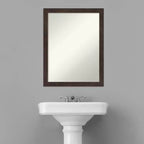 Miroir mural de salle de bain en bois Fresco non biseauté 21 po x 27 po Noyer foncé - Amanti Art : Quincaillerie de montage incluse