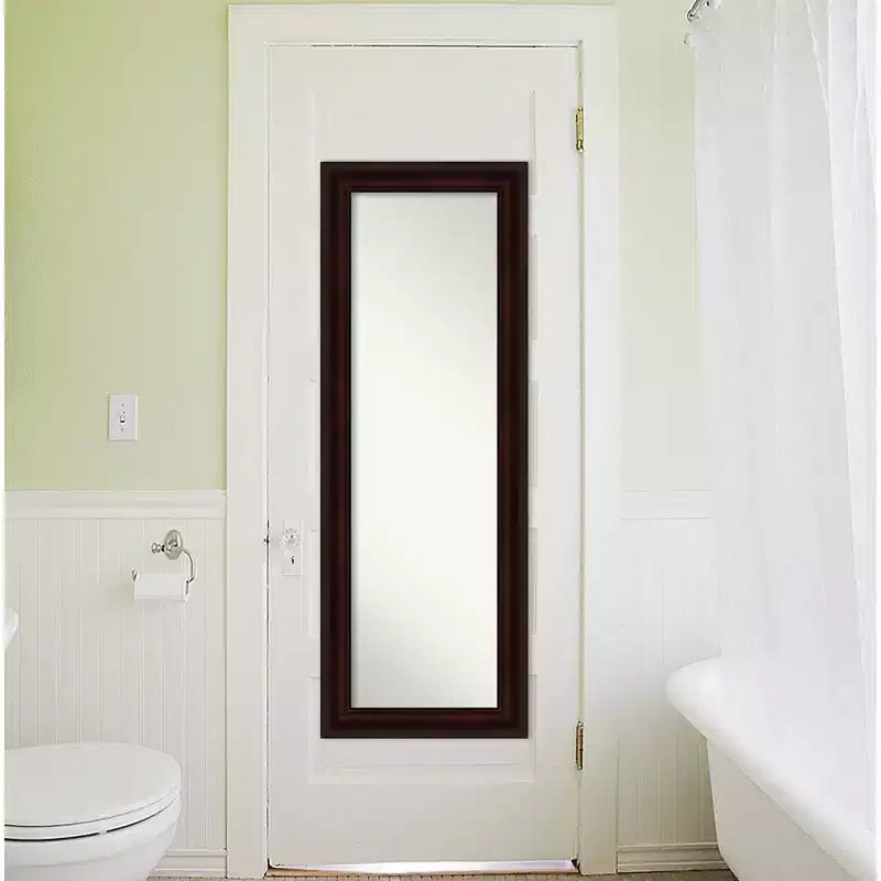 Amanti Art Miroir de porte pleine longueur 19" x 53" non biseauté marron grain de café : Cadre en polystyrène, quincaillerie de montage incluse