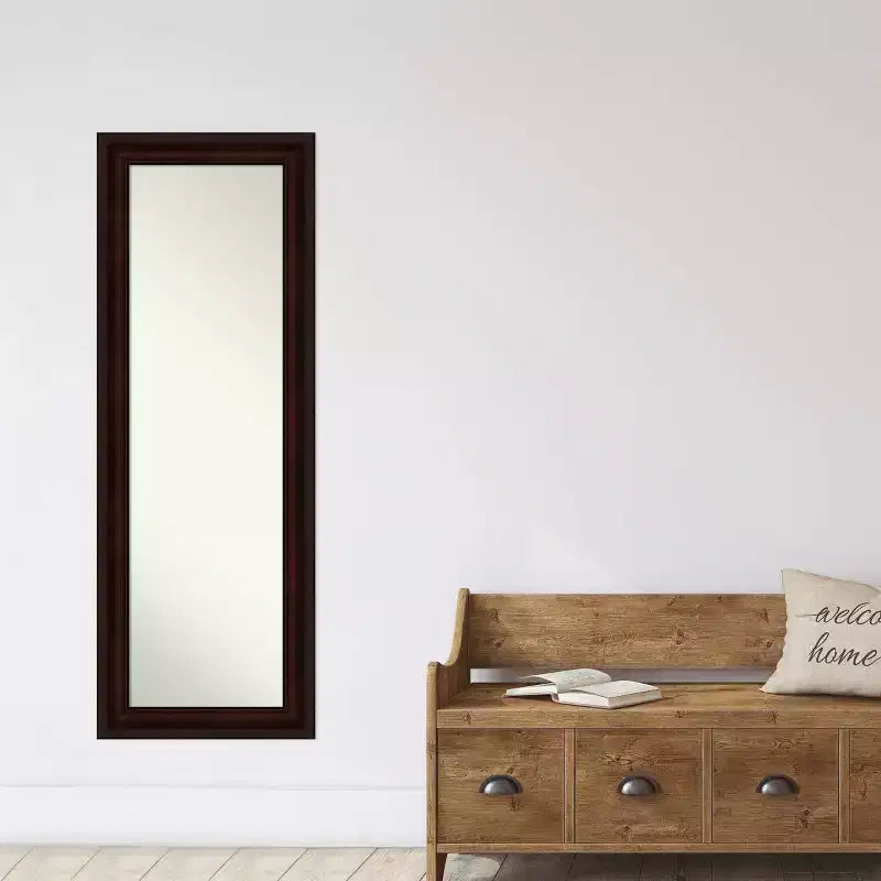 Amanti Art Miroir de porte pleine longueur 19" x 53" non biseauté marron grain de café : Cadre en polystyrène, quincaillerie de montage incluse