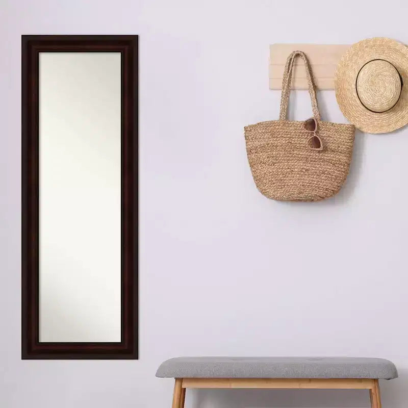 Amanti Art Miroir de porte pleine longueur 19" x 53" non biseauté marron grain de café : Cadre en polystyrène, quincaillerie de montage incluse