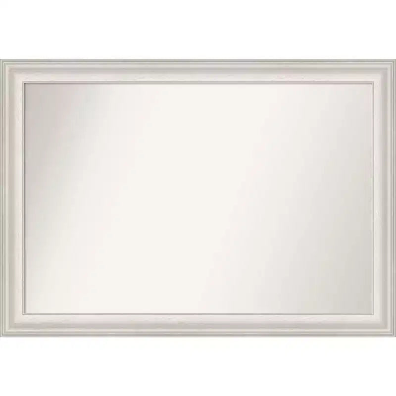 41" x 29" Non-Beveled Trio White Wash Silver Bathroom Wall Mirror - Amanti Art