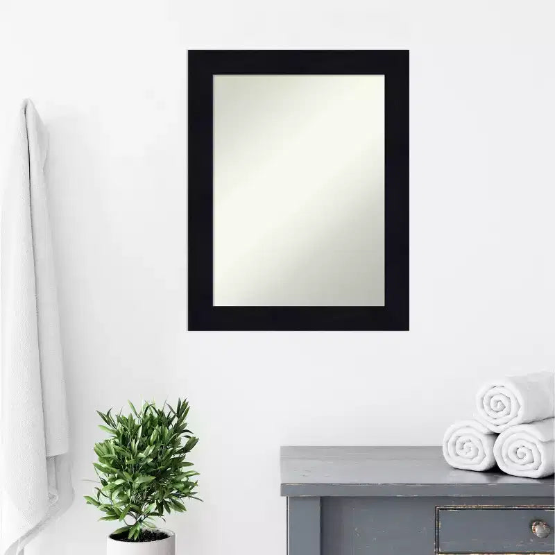 Miroir mural de salle de bain en bois Shiplap non biseauté bleu marine 22" x 28" - Amanti Art : Rectangle, Quincaillerie de montage incluse