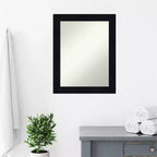 Miroir mural de salle de bain en bois Shiplap non biseauté bleu marine 22" x 28" - Amanti Art : Rectangle, Quincaillerie de montage incluse