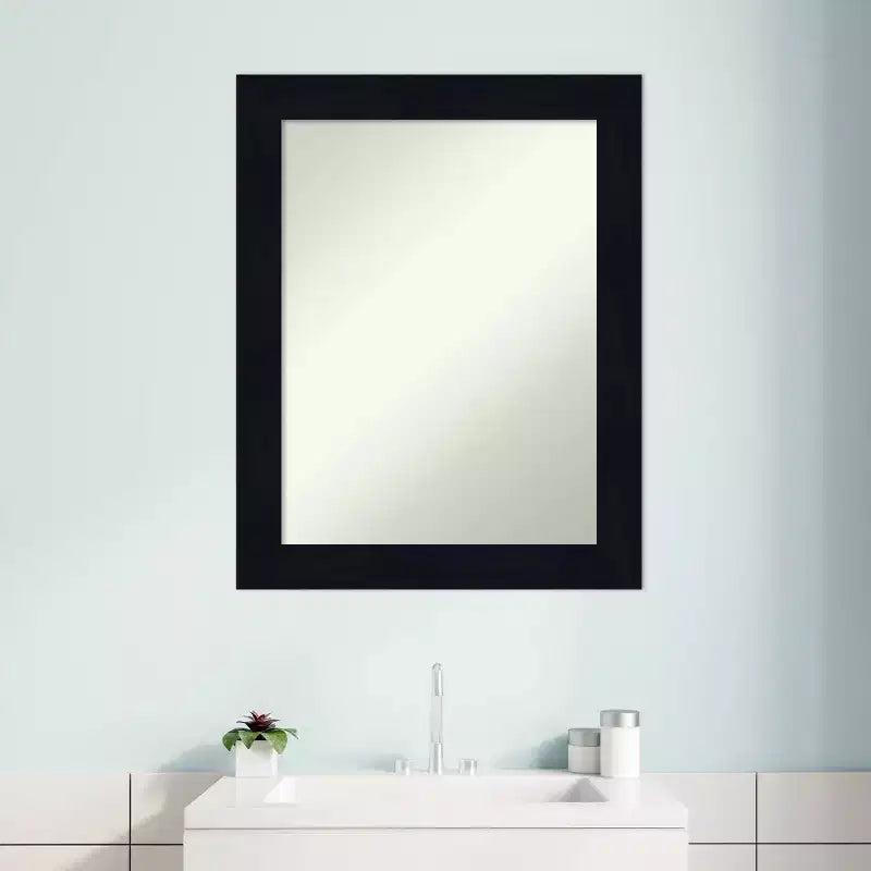 Miroir mural de salle de bain en bois Shiplap non biseauté bleu marine 22" x 28" - Amanti Art : Rectangle, Quincaillerie de montage incluse
